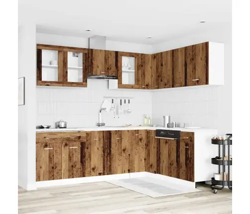 11-Osaline Köögikappide Komplekt "Lyon", Vanast Puidust, Töödeldud Puit