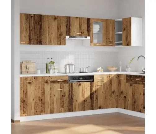 11-Osaline Köögikappide Komplekt "Lyon", Vanast Puidust, Töödeldud Puit