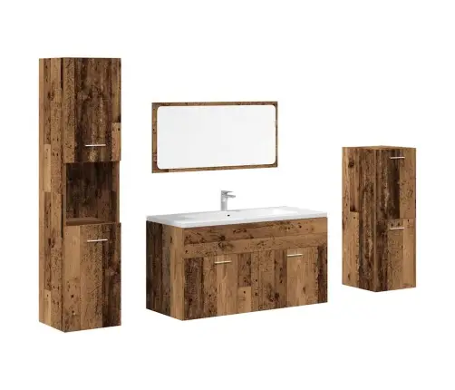 4-Daļīgs Vannasistabas Mēbeļu Komplekts, Veca Koka, Koks Vidaxl