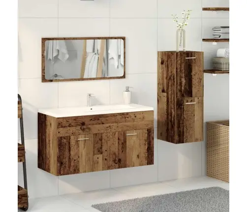 3-Osaline Vannitoa Mööblikomplekt, Vana Puit, Tehispuit