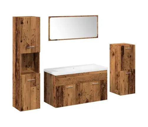 5-Daļīgs Vannasistabas Mēbeļu Komplekts, Veca Koka, Koks Vidaxl