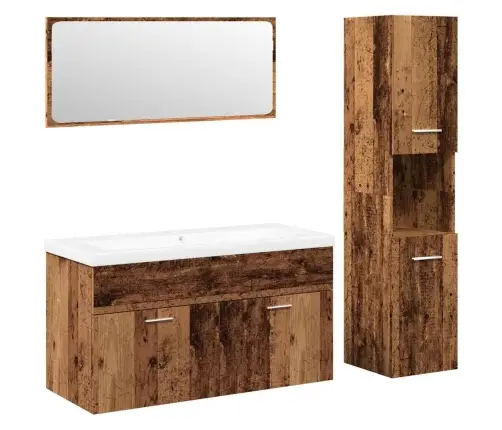 Vonios Baldų Komplektas, 4 Dalių, Medienos, Apdirbta Mediena