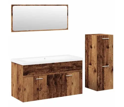 Vonios Baldų Komplektas, 4 Dalių, Medienos, Apdirbta Mediena