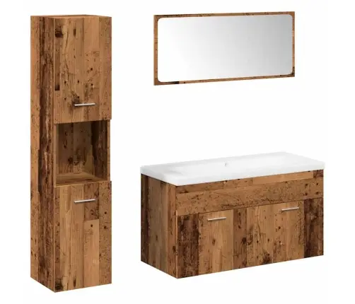 5-Osaline Vannitoa Mööblikomplekt, Vana Puit, Tehispuit