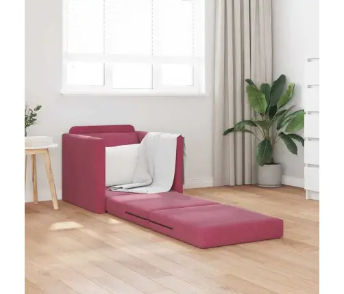 Grīdas Dīvāngulta 2-In-1 Vīna Sarkana 74X77X81 Cm Samts Vidaxl