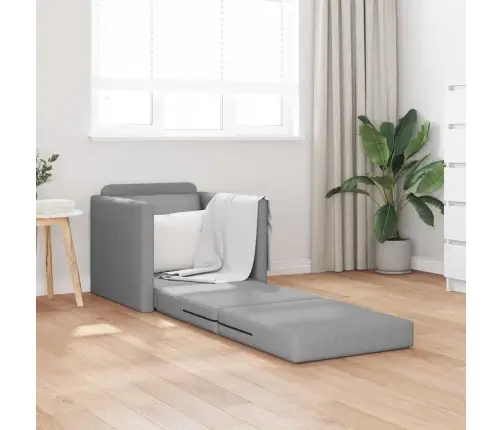 Grīdas Sofa Gulta 2-In-1 Gaiši Pelēks 74X77X81 Cm Audums Vidaxl