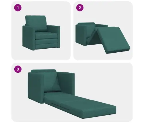 Grīdas Dīvāngulta 2-In-1 Tumši Zaļa 74X77X81 Cm Audums Vidaxl