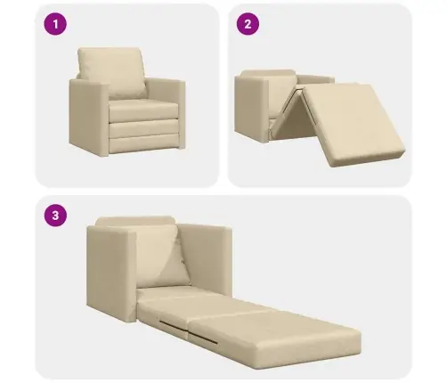 Põrandadiivanvoodi Padjaga Cream 74 X 77 X 81 Cm Kangas