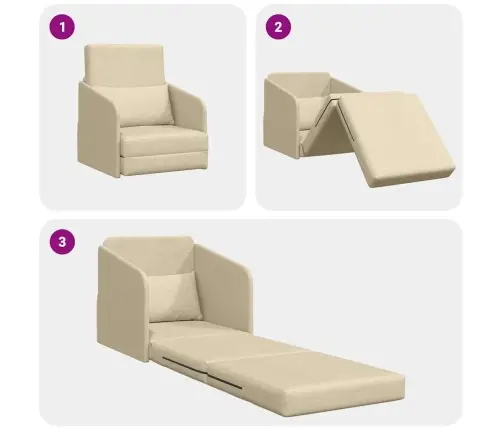 Grīdas Dīvāngulta 2-In-1 Krēmkrāsas 65X80X83 Cm Audums Vidaxl