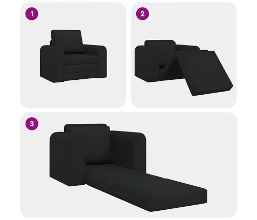 Grīdas Dīvāngulta 2-In-1 Melna 98X71X83 Cm Audums Vidaxl