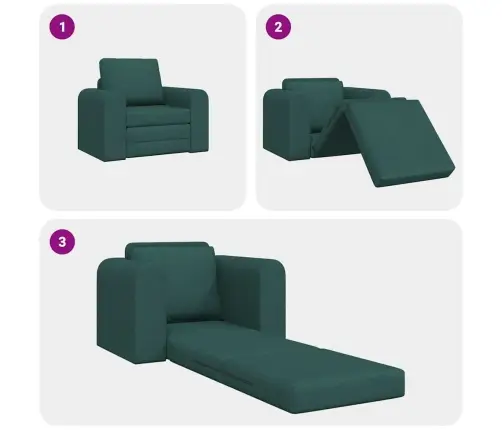 Grīdas Dīvāngulta 2-In-1 Tumši Zaļa 98X71X83 Cm Audums Vidaxl