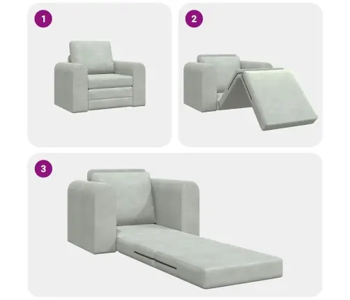 Grīdas Dīvāngulta 2-In-1 Gaiši Pelēks 98X71X83 Cm Samts Vidaxl