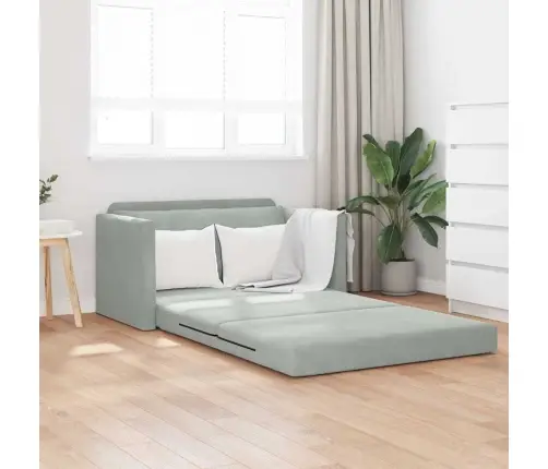 Grīdas Dīvāngulta 2-In-1 Gaiši Pelēks 124X204X61 Cm Aksams Vidaxl