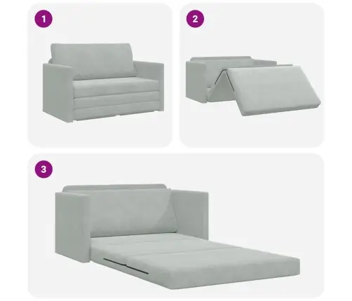 Grīdas Dīvāngulta 2-In-1 Gaiši Pelēks 124X204X61 Cm Aksams Vidaxl