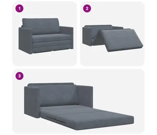 Grīdas Dīvāns Gulta 2-Viens Tumši Pelēks 124X204X61 Cm Velūrs Vidaxl