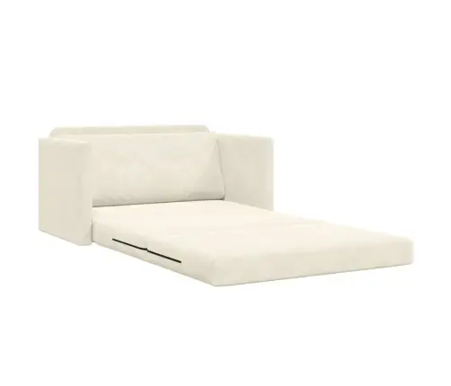 Grīdas Dīvāngulta 2-In-1 Krēms 124X204X61 Cm Samts Vidaxl