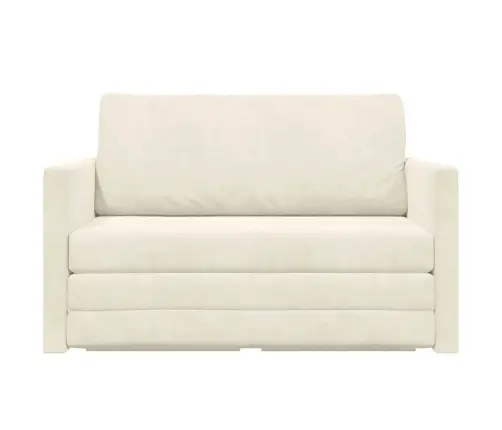 Grīdas Dīvāngulta 2-In-1 Krēms 124X204X61 Cm Samts Vidaxl