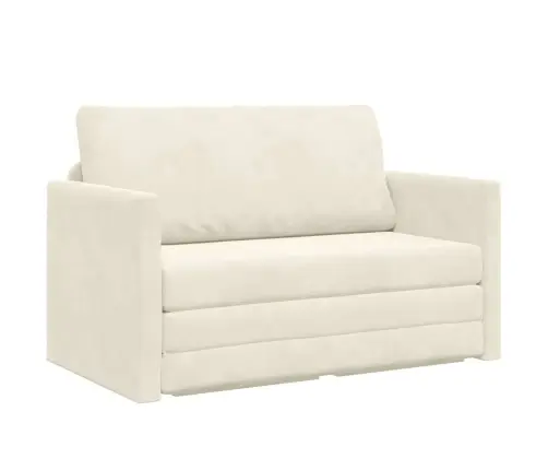 Grīdas Dīvāngulta 2-In-1 Krēms 124X204X61 Cm Samts Vidaxl