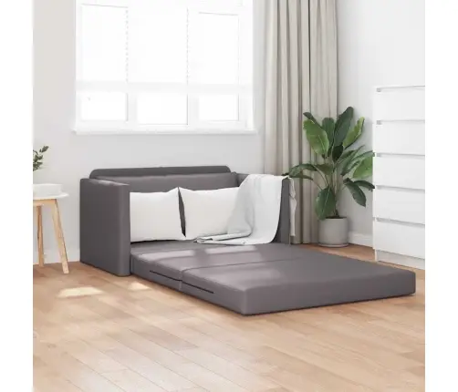 Grīdas Dīvāngulta 2-In-1 Pelēka 124X71X78 Cm Mākslīgā Āda Vidaxl