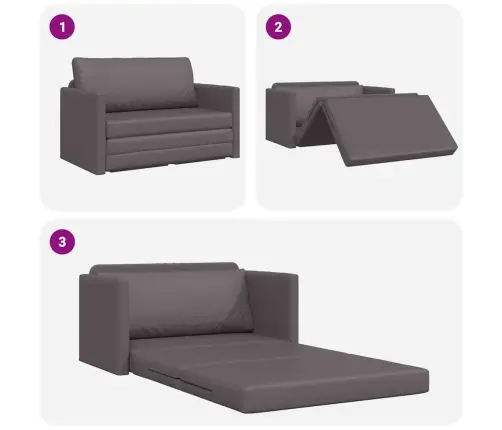 Grīdas Dīvāngulta 2-In-1 Pelēka 124X71X78 Cm Mākslīgā Āda Vidaxl