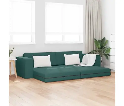 Grīdas Dīvāngulta 2-In-1 Tumši Zaļa 245X150X60.5 Cm Audums Vidaxl