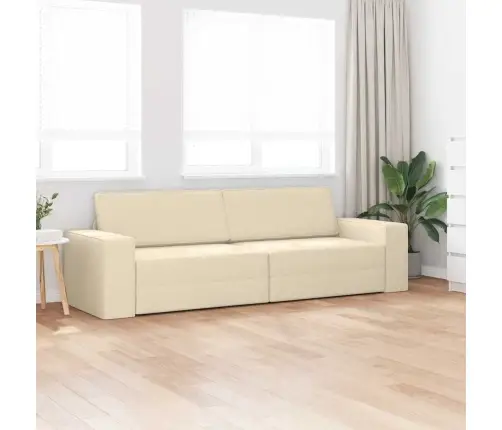 Grīdas Dīvāngulta 2-In-1 Krēmkrāsā 245X150X60.5 Cm Audums Vidaxl