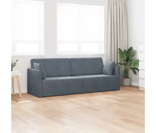 Grīdas Dīvāngulta 2-In-1 Tumši Pelēks 213X144X60 Cm Samts Vidaxl