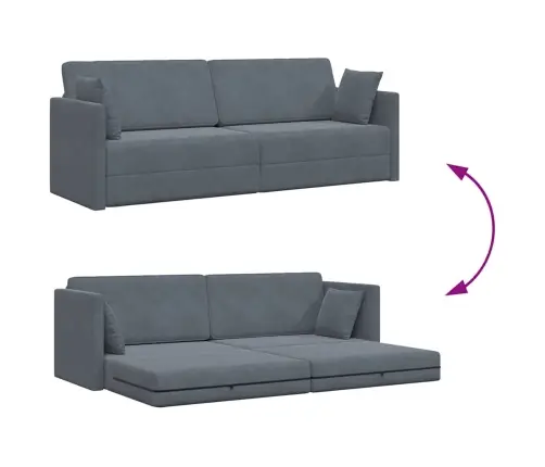 Grīdas Dīvāngulta 2-In-1 Tumši Pelēks 213X144X60 Cm Samts Vidaxl