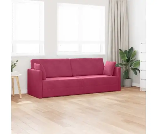 Grindų Sofos Lova 200Cm Vyno Raudona Aksomas