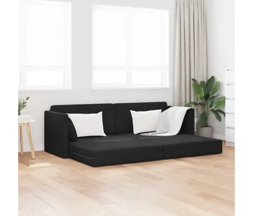 Grīdas Dīvāngulta 2-In-1 Melna 213X144X60 Cm Velvet Vidaxl