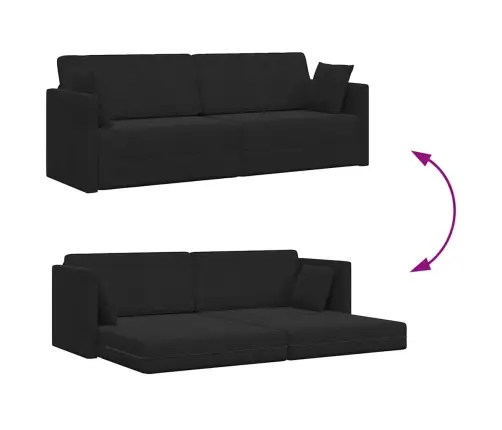 Grīdas Dīvāngulta 2-In-1 Melna 213X144X60 Cm Velvet Vidaxl