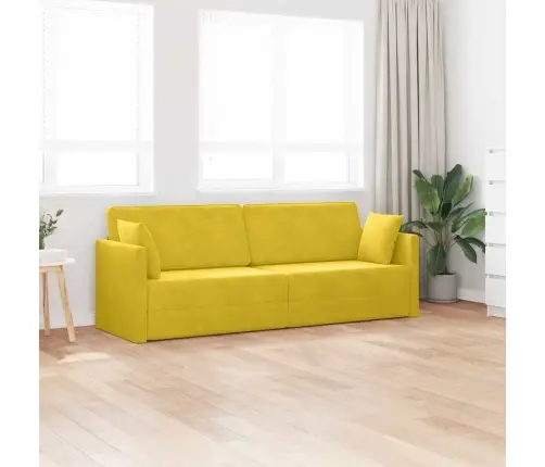 Grindų Sofos Lova 200Cm Geltona Aksomas