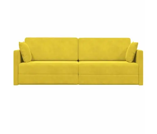 Grindų Sofos Lova 200Cm Geltona Aksomas