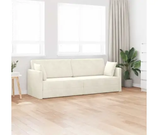 Grindų Sofos Lova 200Cm Kreminė Aksomas