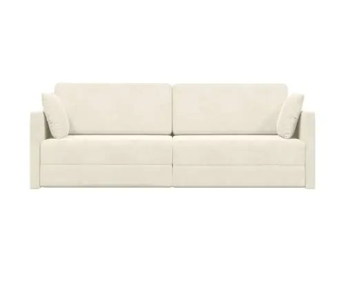 Grindų Sofos Lova 200Cm Kreminė Aksomas