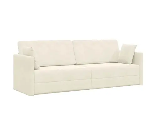 Grindų Sofos Lova 200Cm Kreminė Aksomas