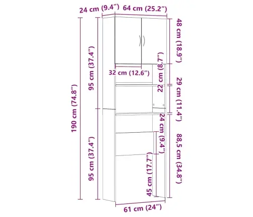 Pesumasinakapp, Suitsutamm, 64X24X190 cm Tehispuit