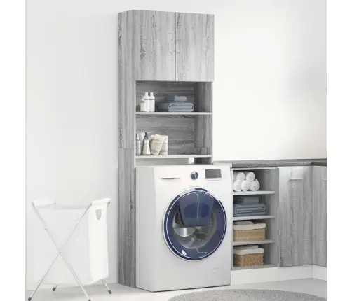 Veļasmašīnas Plaukts, Pelēks, 64X24X190 Cm, Inženierijas Koks Vidaxl