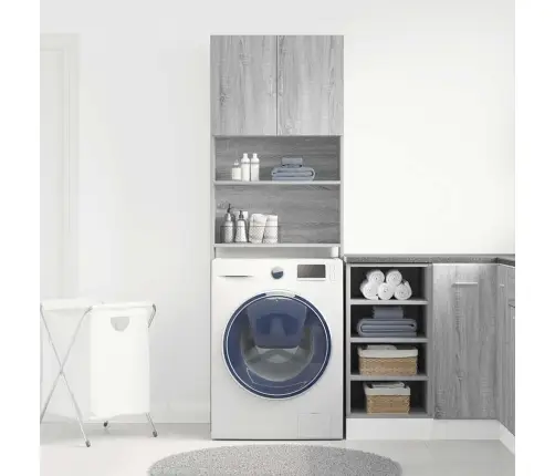 Veļasmašīnas Plaukts, Pelēks, 64X24X190 Cm, Inženierijas Koks Vidaxl