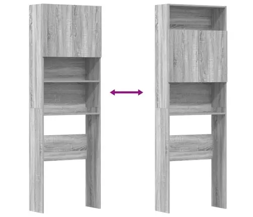 Veļasmašīnas Plaukts, Pelēks, 64X24X190 Cm, Inženierijas Koks Vidaxl