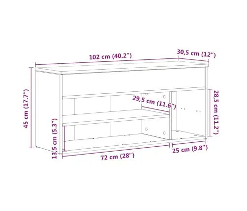 Apavu Sols Balts 102X30,5X45 Cm Engineered Wood Vidaxl