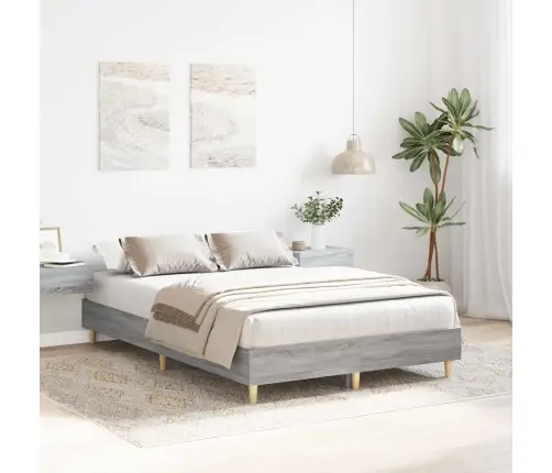 Gulta Bez Matrača, Pelēka Ozola, 120X200 Cm, Inženierijas Koks Vidaxl