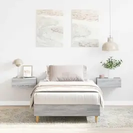 Gulta Bez Matrača, Pelēka Ozola, 100X200 Cm, Inženierijas Koks Vidaxl