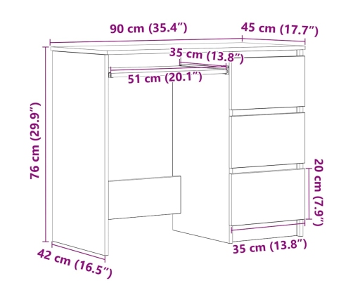 Rakstāmgalds Old Wood 90X45X76 Cm Engineered Wood Vidaxl