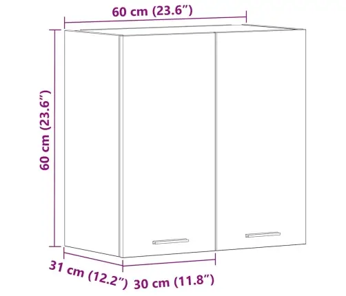 Virtuves Sienas Skapis Betons Pelēks 60X31X60 Cm Vidaxl