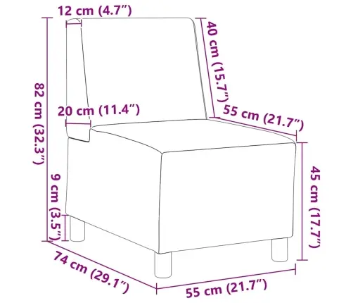 Modulinis Sofa Vienetas Be Rankų Šviesi Geltona 55 X 74 X 82 Cm