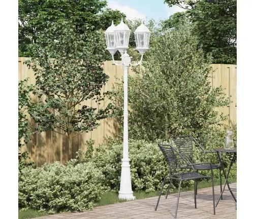 Dārza Gaismas Stabs Ar Trim Spuldzēm E27 Balts 235 Cm Alumīnijs Vidaxl