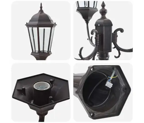 Dārza Gaismas Stabs Ar 3 Lampām E27 Bronza 235 Cm Alumīnijs Vidaxl