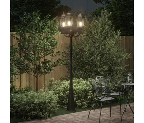 Dārza Gaismas Stabs Ar 3 Lampām E27 Bronza 235 Cm Alumīnijs Vidaxl