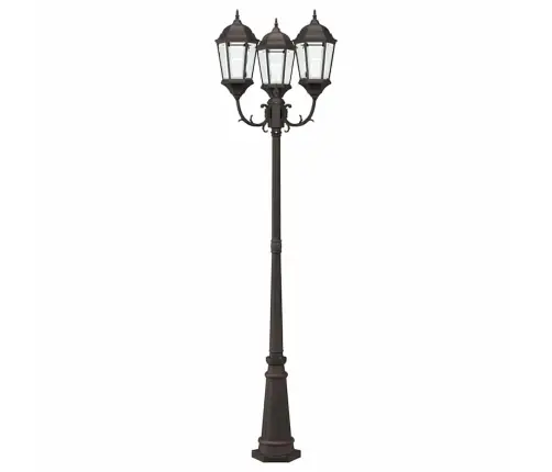 Dārza Gaismas Stabs Ar 3 Lampām E27 Bronza 235 Cm Alumīnijs Vidaxl